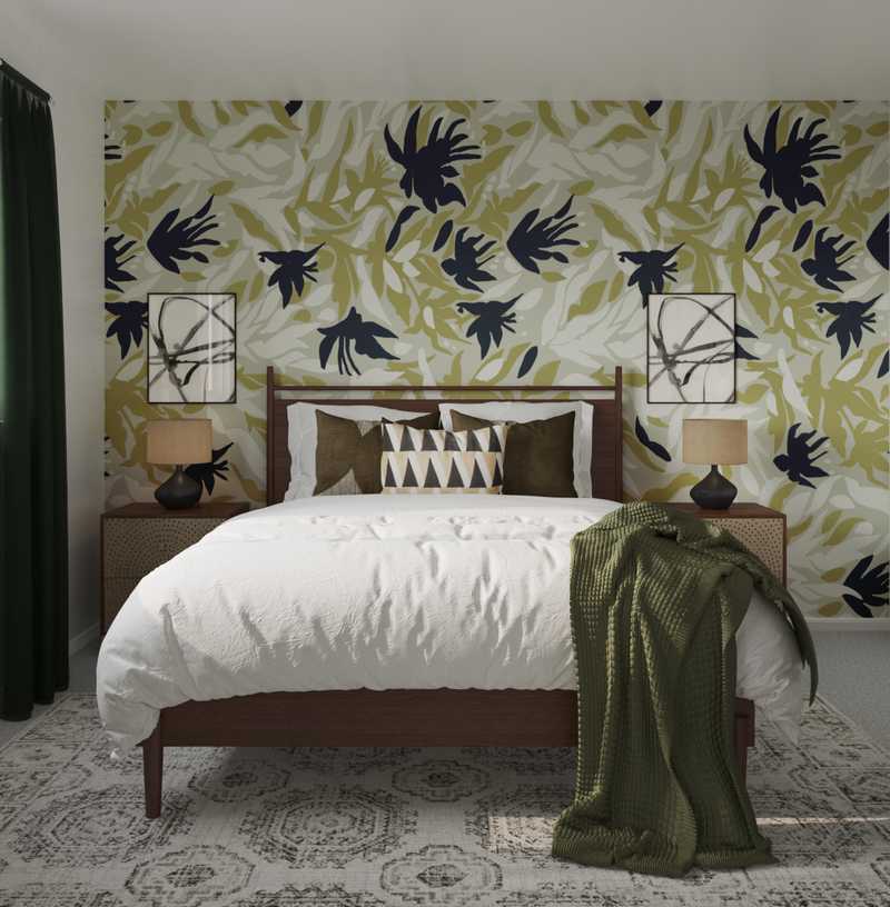 Bohemian, Midcentury Modern Bedroom Design by Havenly Interior Designer Freddi