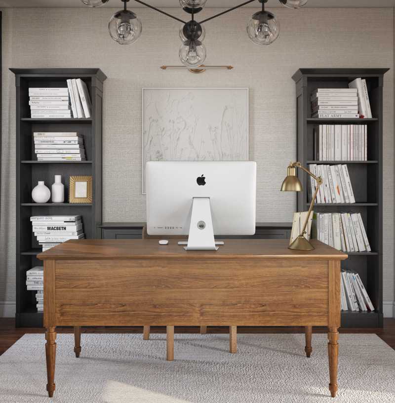 Bohemian, Farmhouse, Classic Contemporary Office Design by Havenly Interior Designer Courtney