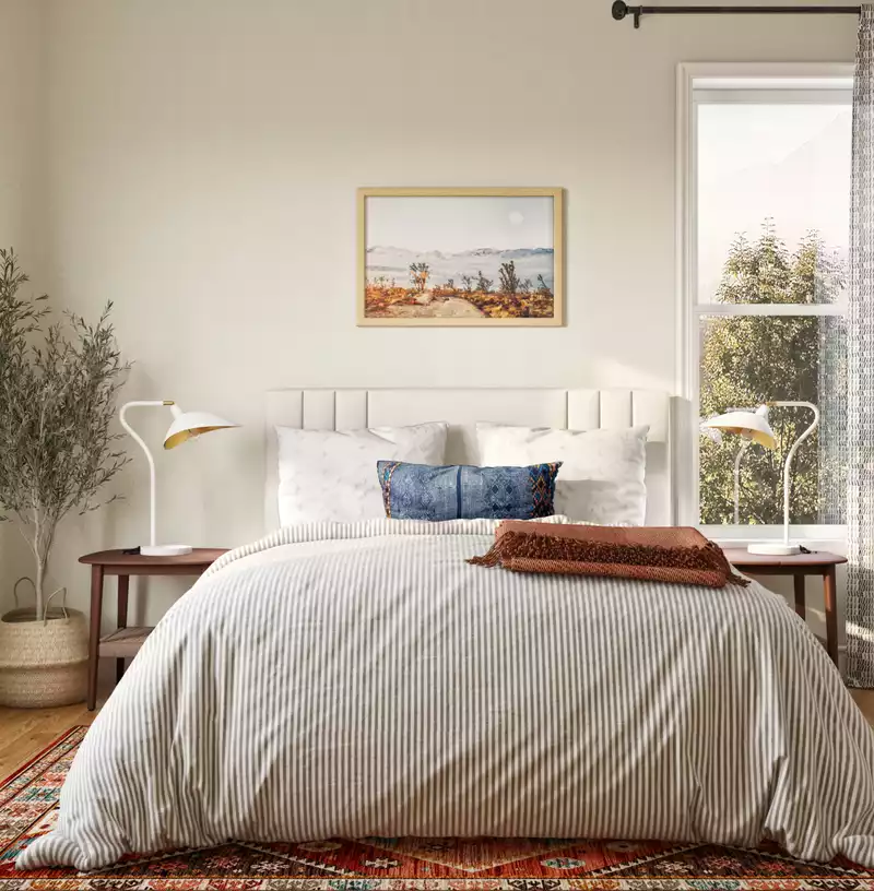 Bohemian, Global, Midcentury Modern, Minimal Bedroom Design by Havenly Interior Designer Erin