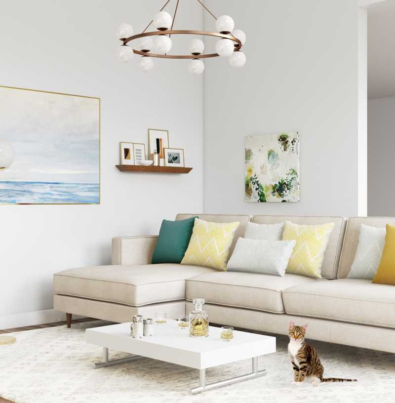 Bohemian, Midcentury Modern Living Room Design by Havenly Interior Designer Ariadna