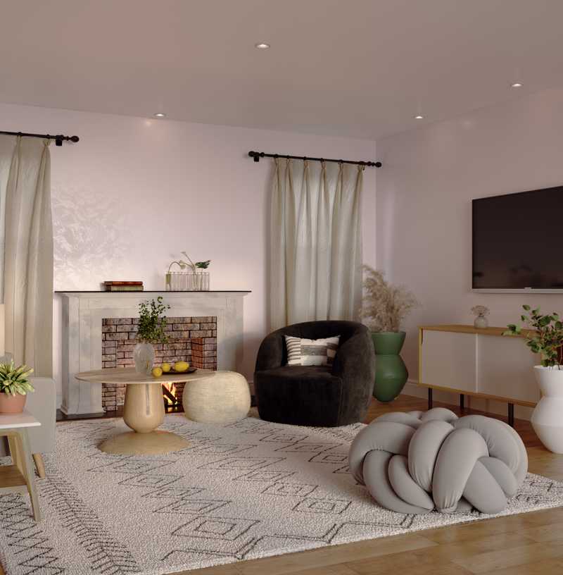 Bohemian, Midcentury Modern Living Room Design by Havenly Interior Designer Isabella