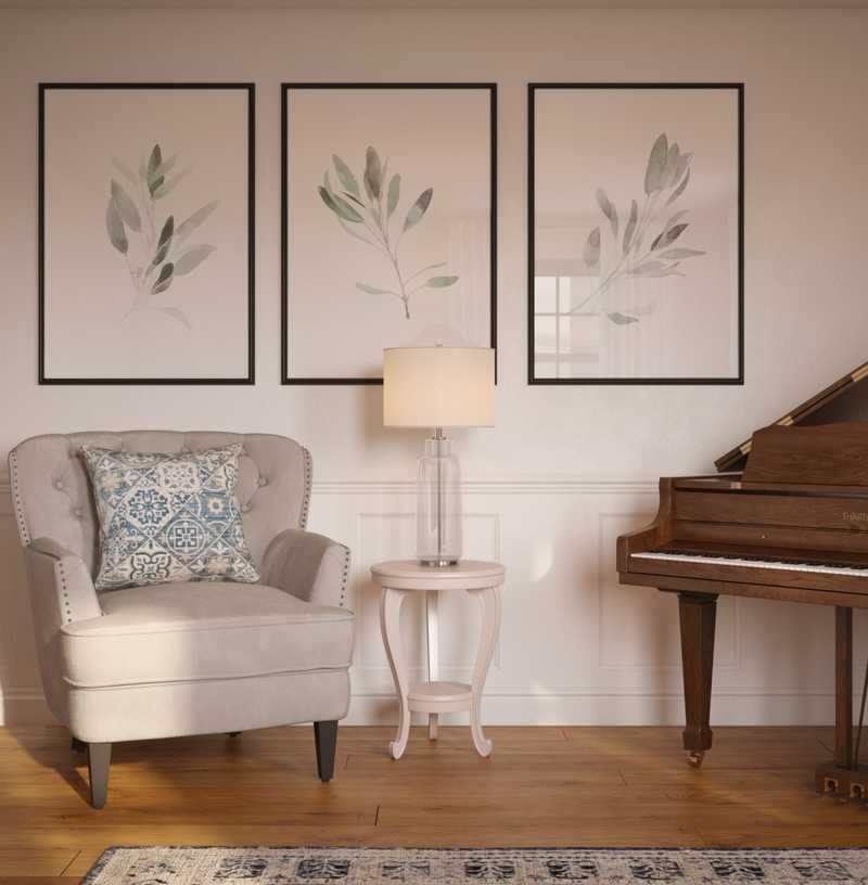 Coastal, Traditional, Farmhouse Living Room Design by Havenly Interior Designer Lucila