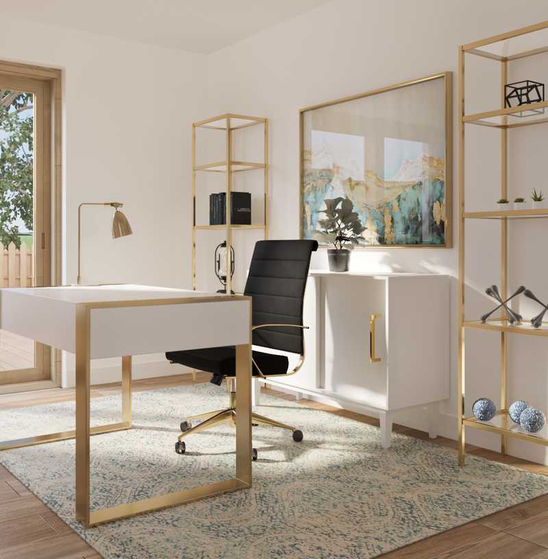 Contemporary, Coastal, Glam Office Design by Havenly Interior Designer Sarah