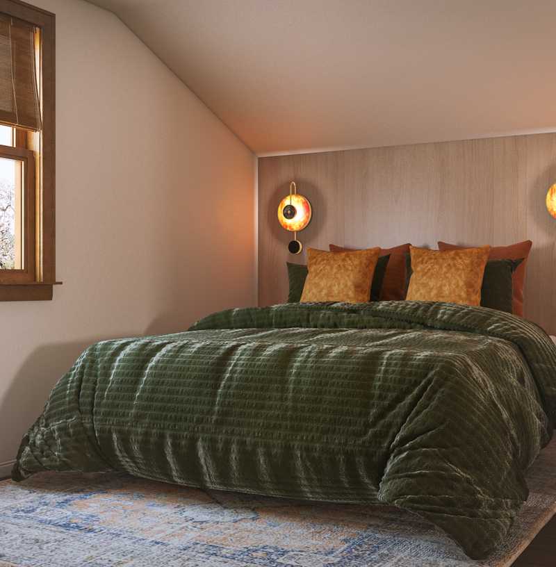 Bohemian, Midcentury Modern Bedroom Design by Havenly Interior Designer Priscila