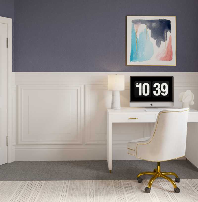 Modern, Glam, Midcentury Modern Office Design by Havenly Interior Designer Catalina