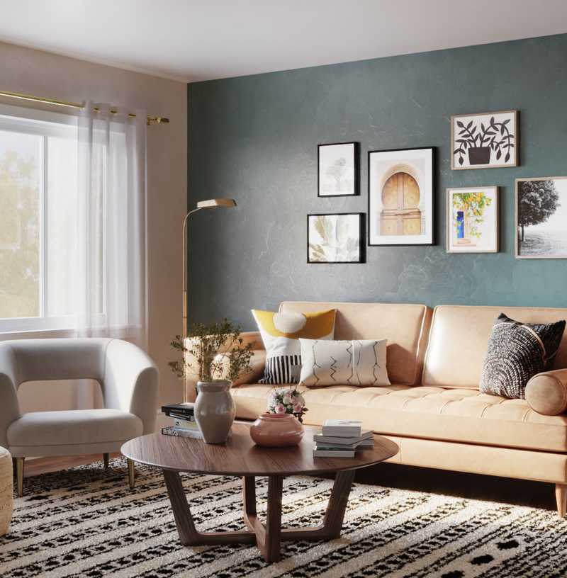 Modern, Bohemian, Midcentury Modern Living Room Design by Havenly Interior Designer Carla