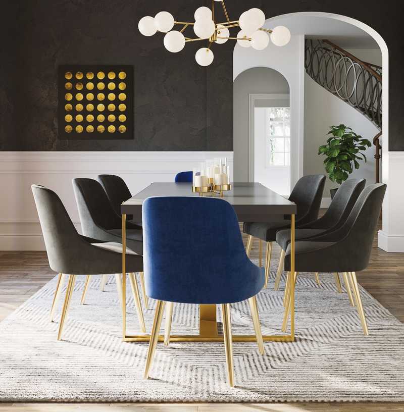 Glam, Minimal Dining Room Design by Havenly Interior Designer Toussaint