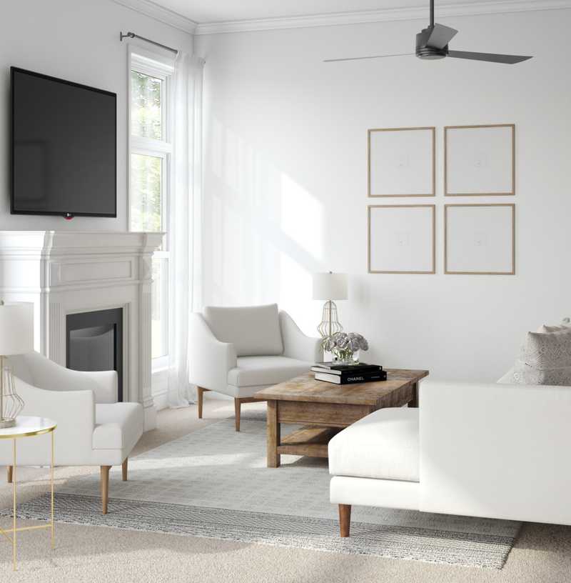 Contemporary, Bohemian, Farmhouse, Midcentury Modern Living Room Design by Havenly Interior Designer Courtney