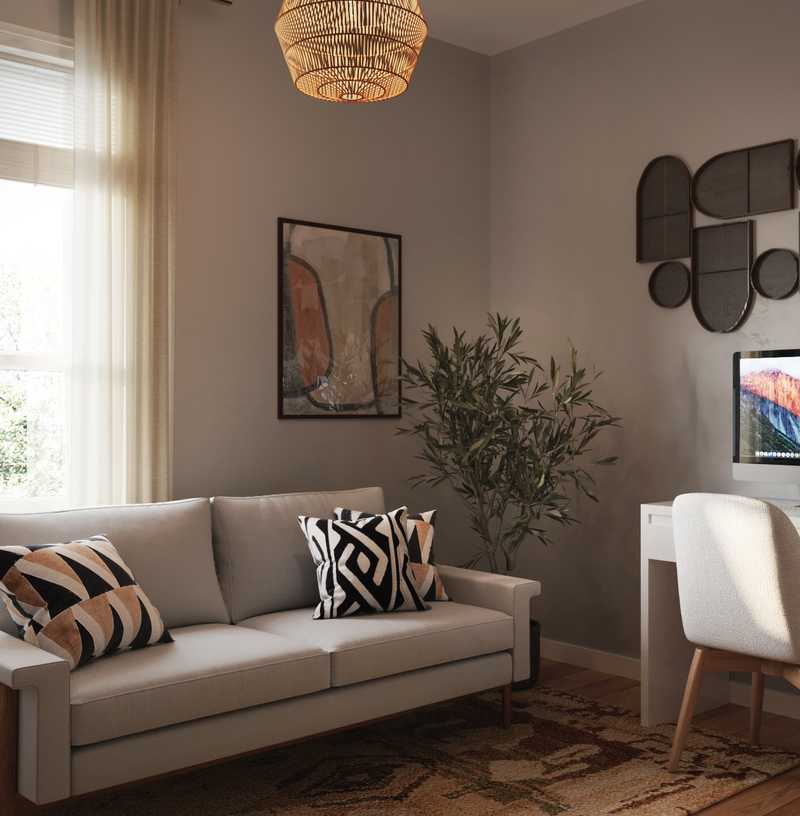 Bohemian, Midcentury Modern Living Room Design by Havenly Interior Designer Freddi