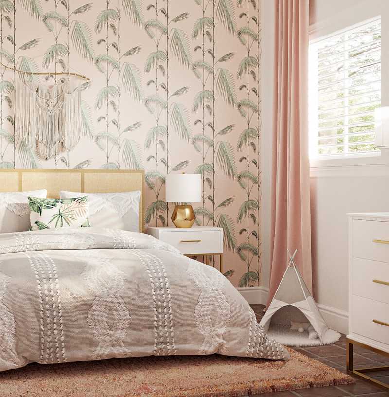 Bohemian, Glam, Preppy Bedroom Design by Havenly Interior Designer Nayely