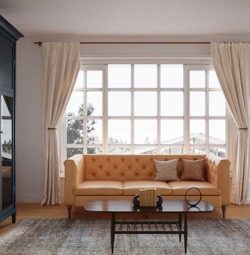 Library, Midcentury Modern Living Room Design by Havenly Interior Designer Shannon