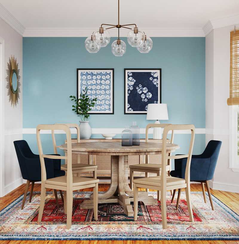 Eclectic, Coastal, Transitional, Classic Contemporary Dining Room Design by Havenly Interior Designer Hayley