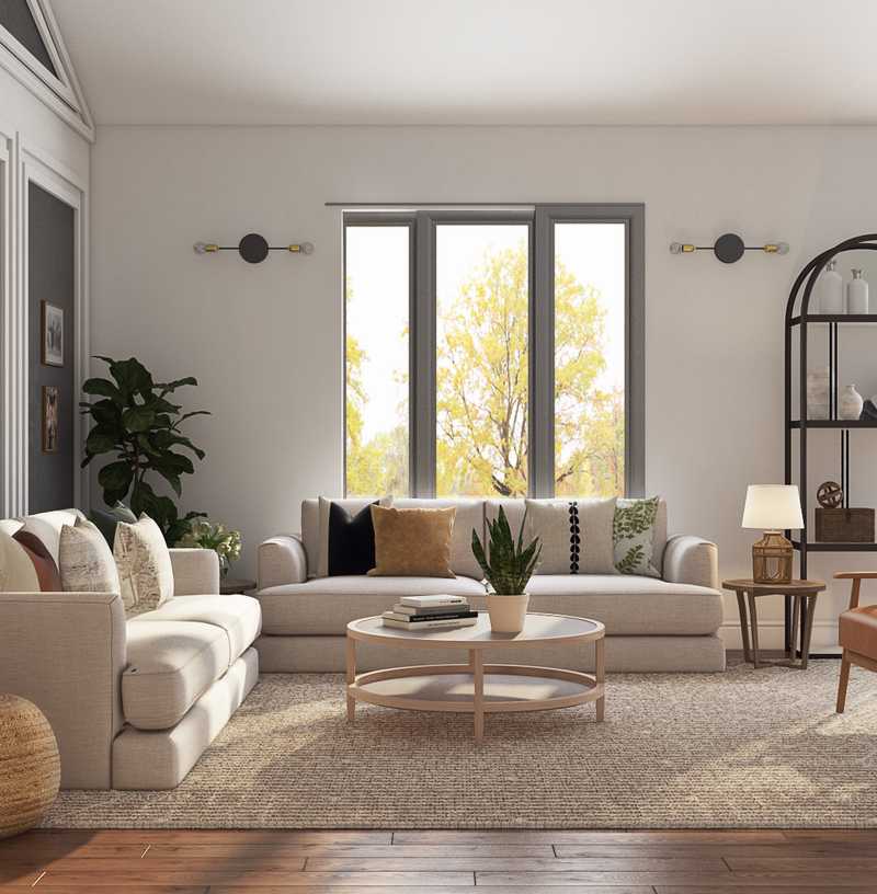 Contemporary, Bohemian, Midcentury Modern, Scandinavian Living Room Design by Havenly Interior Designer Jenna