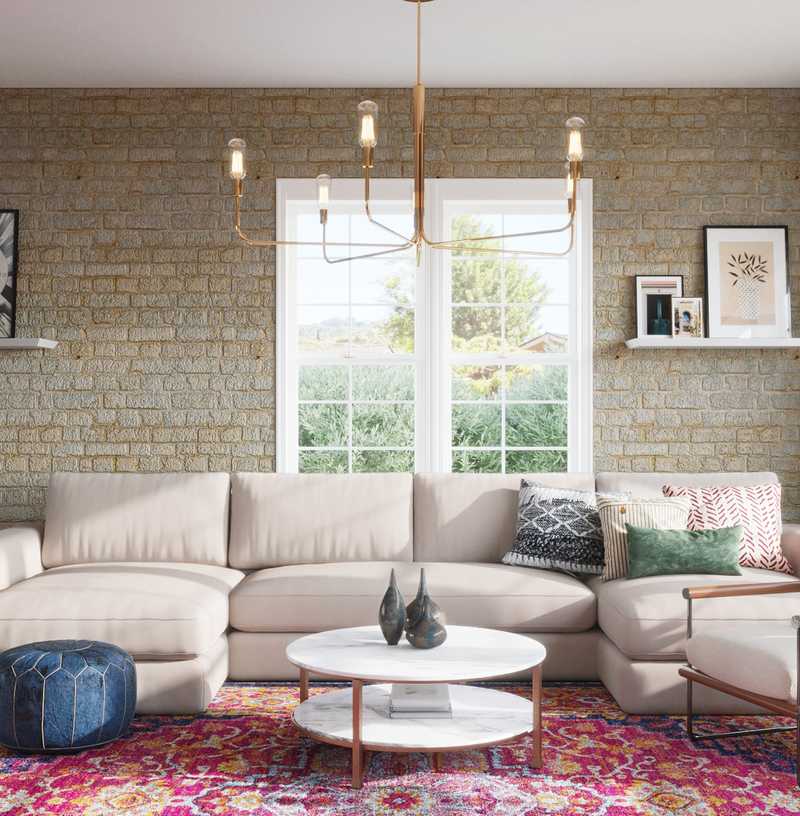 Eclectic, Bohemian, Global, Midcentury Modern Living Room Design by Havenly Interior Designer Marina