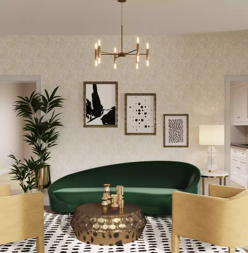 Contemporary, Glam, Preppy Living Room Design by Havenly Interior Designer Namita