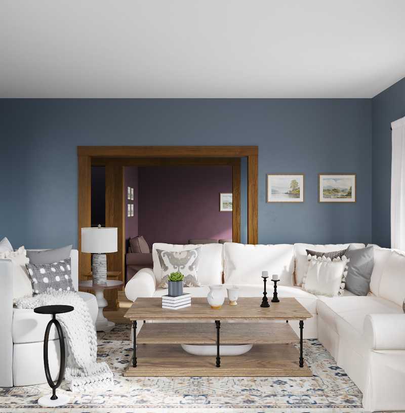 Coastal, Farmhouse Living Room Design by Havenly Interior Designer Erin