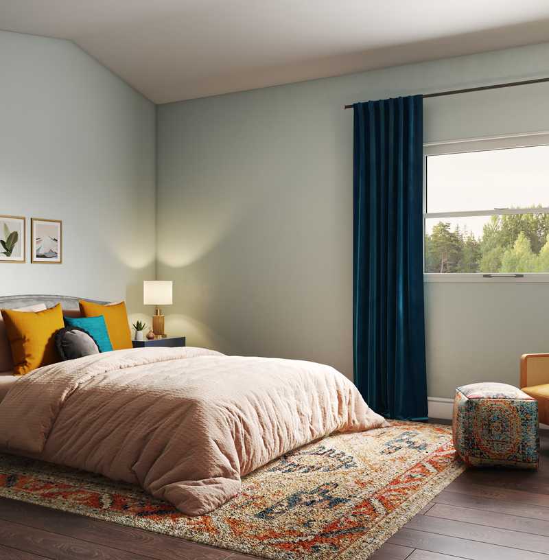 Eclectic, Bohemian, Midcentury Modern Bedroom Design by Havenly Interior Designer Claire