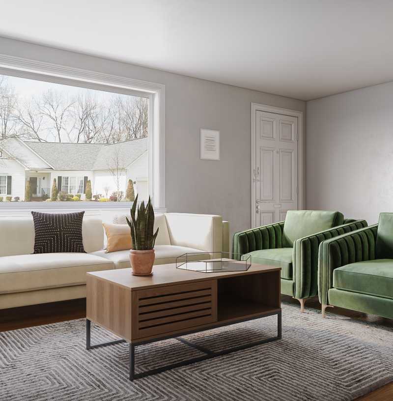 Bohemian, Farmhouse Living Room Design by Havenly Interior Designer Kaylee