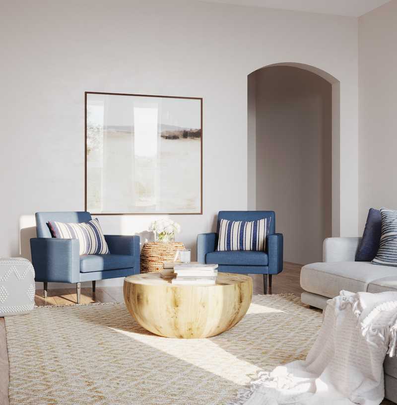 Classic, Coastal, Farmhouse Living Room Design by Havenly Interior Designer Marisa