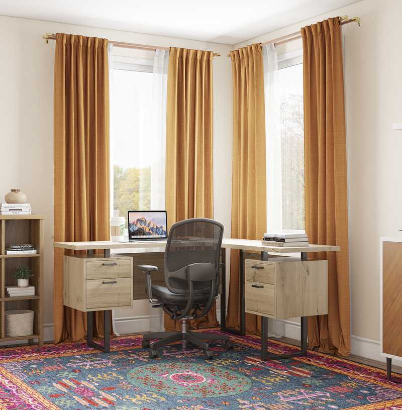 Classic, Eclectic, Bohemian, Midcentury Modern Office Design by Havenly Interior Designer Christina