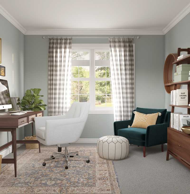 Modern, Classic, Eclectic, Traditional, Farmhouse, Midcentury Modern Office Design by Havenly Interior Designer Christina