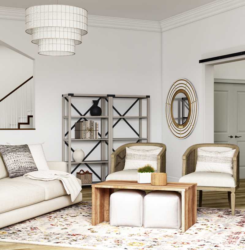 Coastal, Farmhouse, Transitional Living Room Design by Havenly Interior Designer Amelia