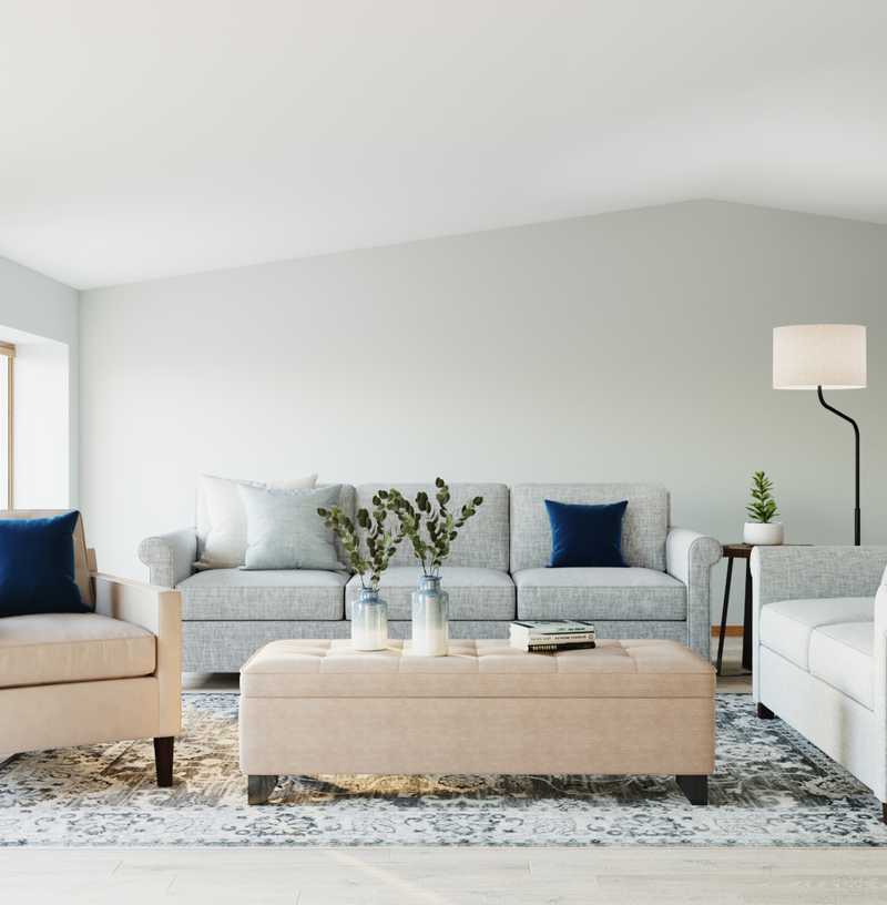 Coastal, Farmhouse Living Room Design by Havenly Interior Designer Juliana