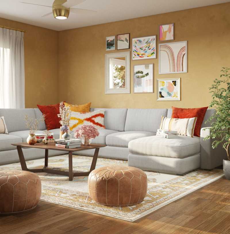 Modern, Eclectic, Bohemian, Preppy Living Room Design by Havenly Interior Designer Carla