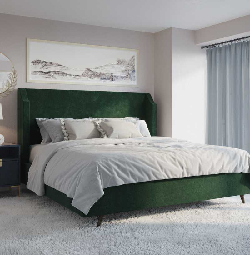 Glam, Midcentury Modern Bedroom Design by Havenly Interior Designer Mariana