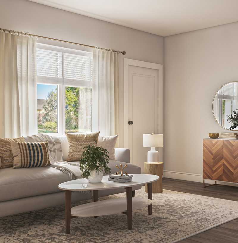 Modern, Eclectic, Bohemian, Farmhouse, Midcentury Modern Living Room Design by Havenly Interior Designer Christina