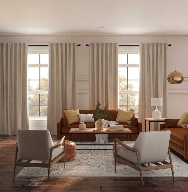 Modern, Traditional, Farmhouse, Midcentury Modern Living Room Design by Havenly Interior Designer Caroline