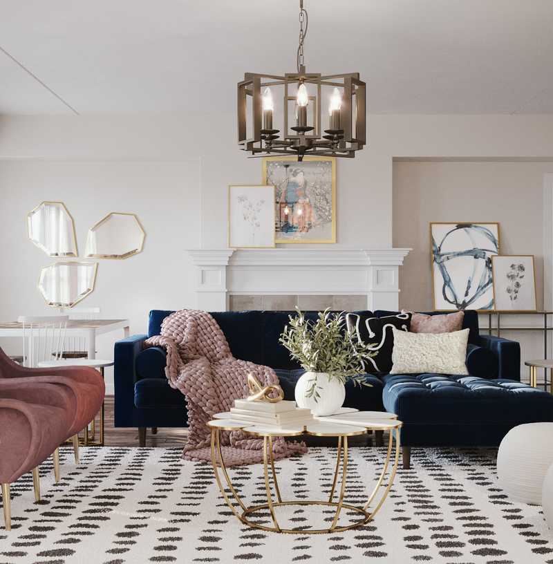 Modern, Eclectic, Glam Living Room Design by Havenly Interior Designer Maria