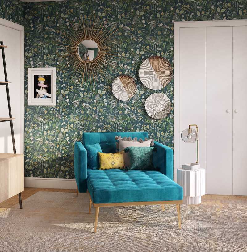 Eclectic, Bohemian, Midcentury Modern Office Design by Havenly Interior Designer Sofia