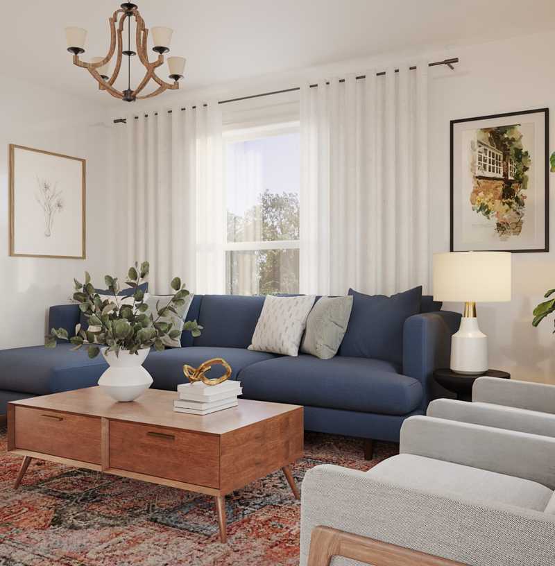 Modern, Industrial, Vintage, Midcentury Modern Living Room Design by Havenly Interior Designer Laura