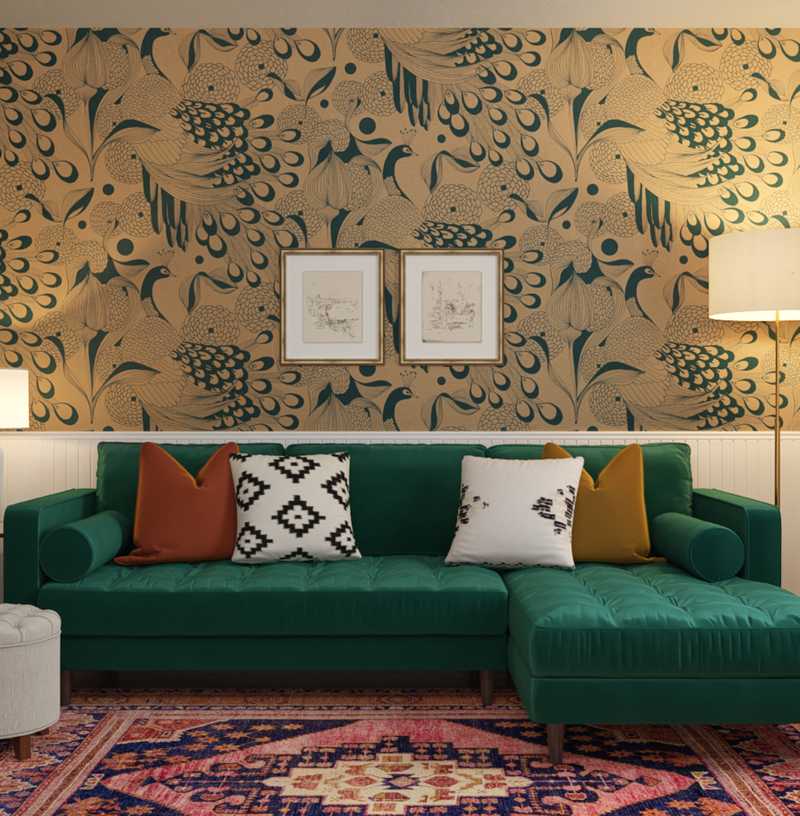 Classic, Eclectic, Bohemian, Midcentury Modern Living Room Design by Havenly Interior Designer Safek