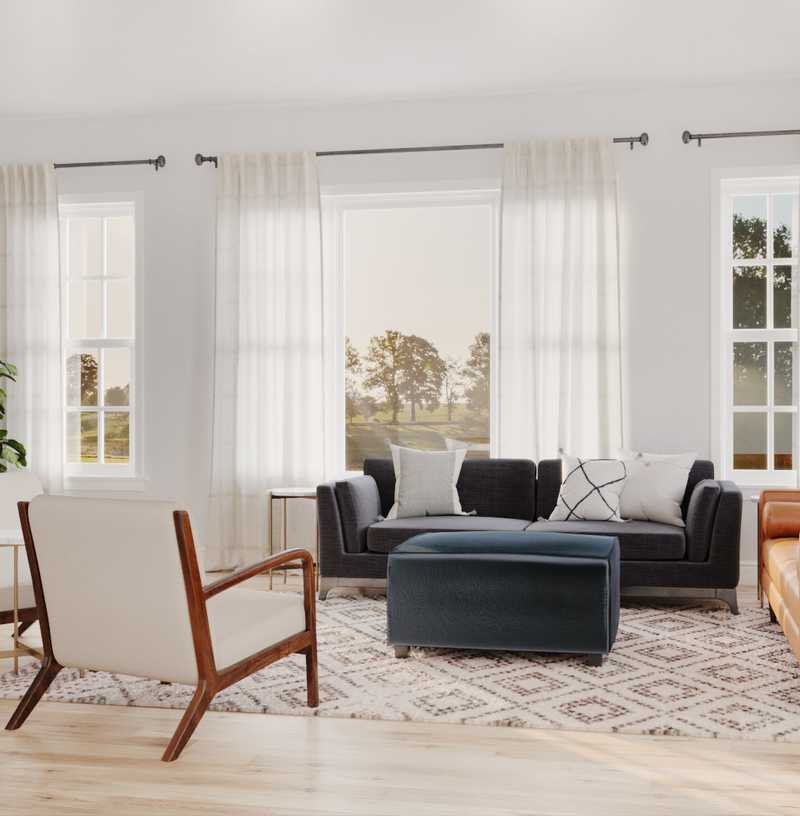 Contemporary, Eclectic, Bohemian, Transitional, Midcentury Modern Living Room Design by Havenly Interior Designer Meghan