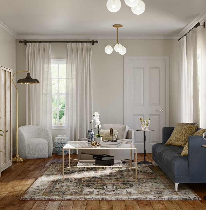 Eclectic, Traditional, Farmhouse, Transitional Living Room Design by Havenly Interior Designer Ana