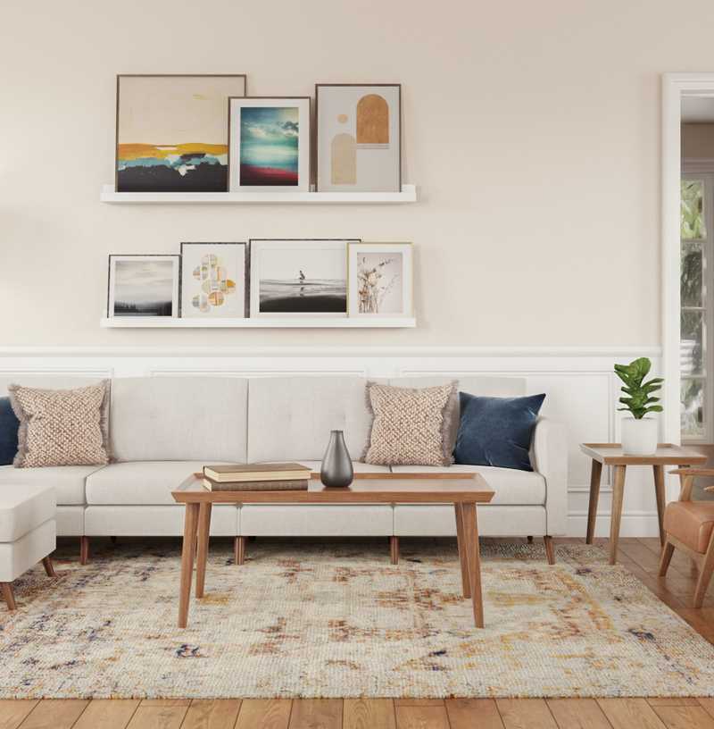 Bohemian, Midcentury Modern, Scandinavian Living Room Design by Havenly Interior Designer Rocio