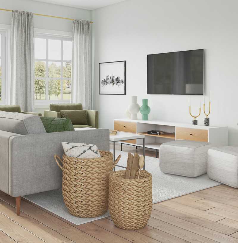 Bohemian, Midcentury Modern Living Room Design by Havenly Interior Designer Erin