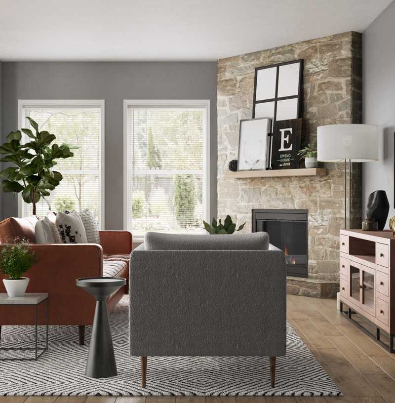 Modern, Industrial, Midcentury Modern Living Room Design by Havenly Interior Designer Jenna