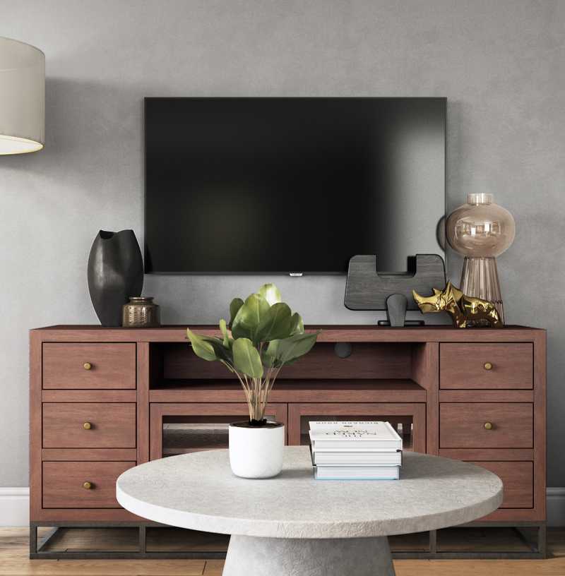 Modern, Industrial, Midcentury Modern Living Room Design by Havenly Interior Designer Jenna