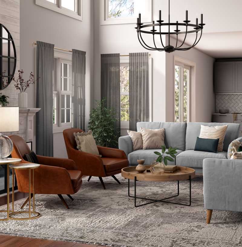 Contemporary, Modern, Traditional, Farmhouse Living Room Design by Havenly Interior Designer Athina