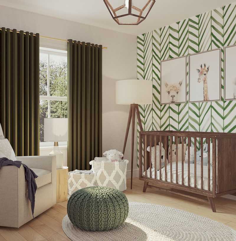 Bohemian, Midcentury Modern Nursery Design by Havenly Interior Designer Camila