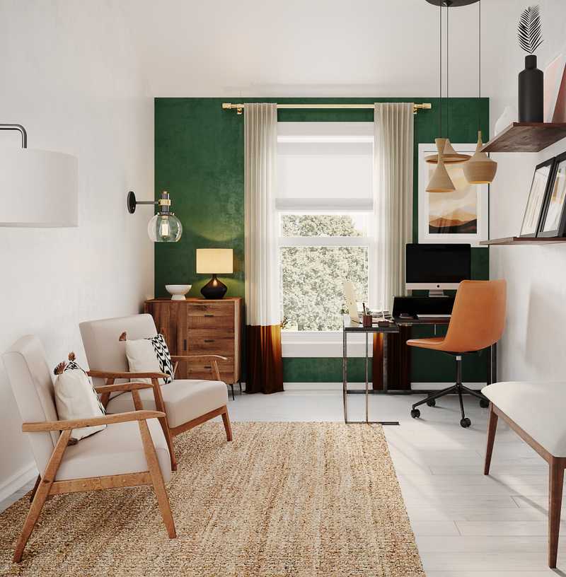 Bohemian, Midcentury Modern Office Design by Havenly Interior Designer Hayley