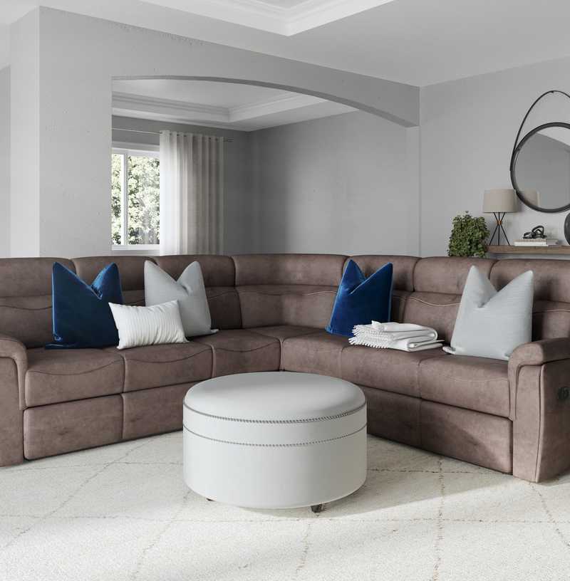 Industrial, Traditional, Midcentury Modern Living Room Design by Havenly Interior Designer Maria