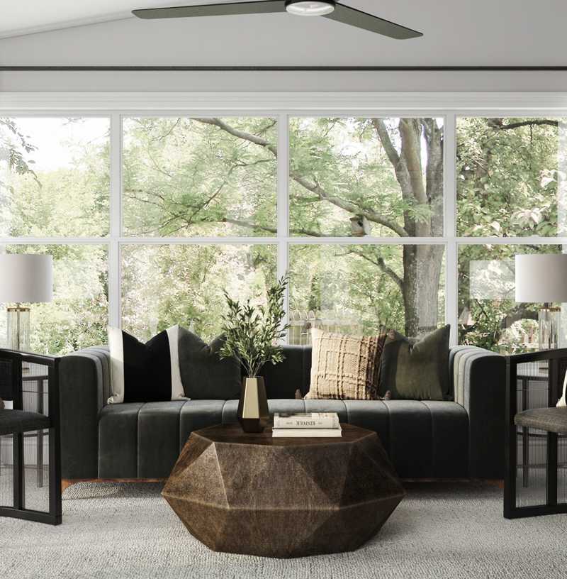 Modern, Glam, Vintage Living Room Design by Havenly Interior Designer Courtney