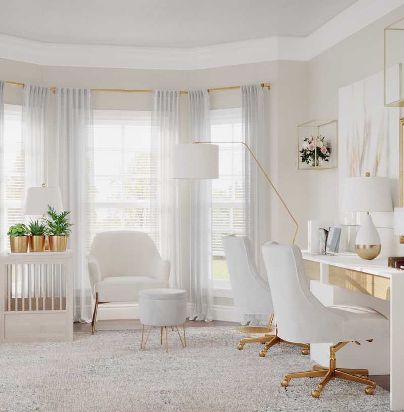 Glam, Preppy Office Design by Havenly Interior Designer Samantha