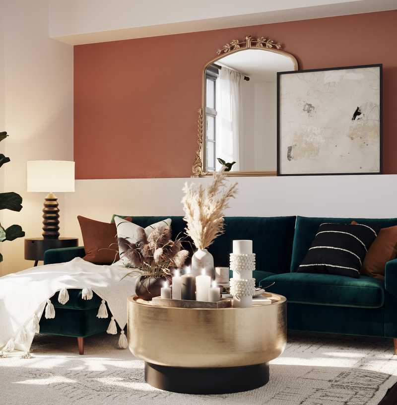 Contemporary, Eclectic, Bohemian Living Room Design by Havenly Interior Designer Ghianella