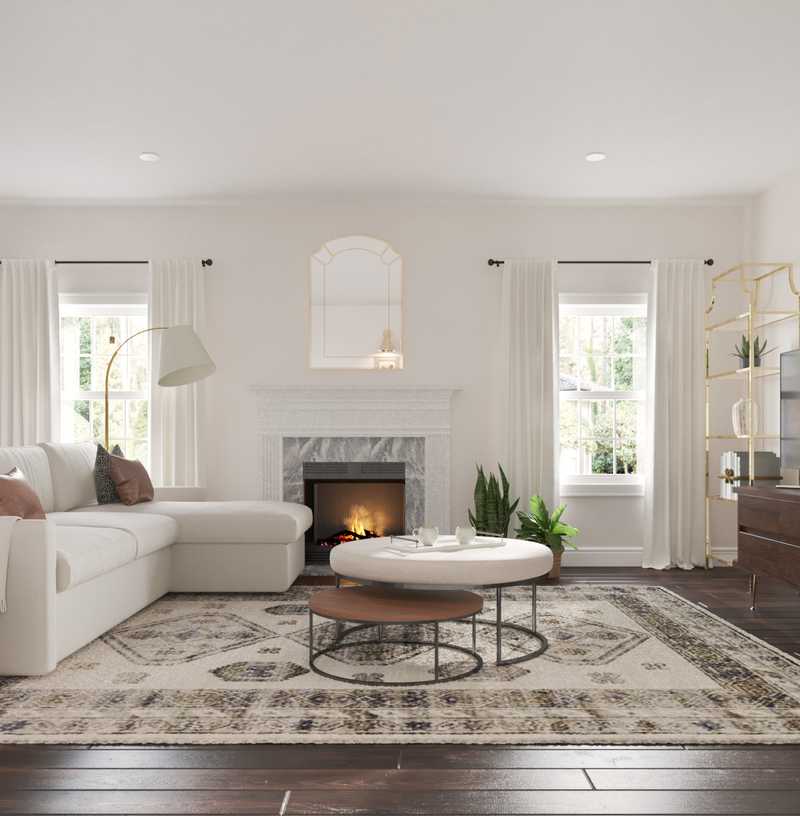 Contemporary, Eclectic, Coastal, Transitional, Classic Contemporary Living Room Design by Havenly Interior Designer Megan