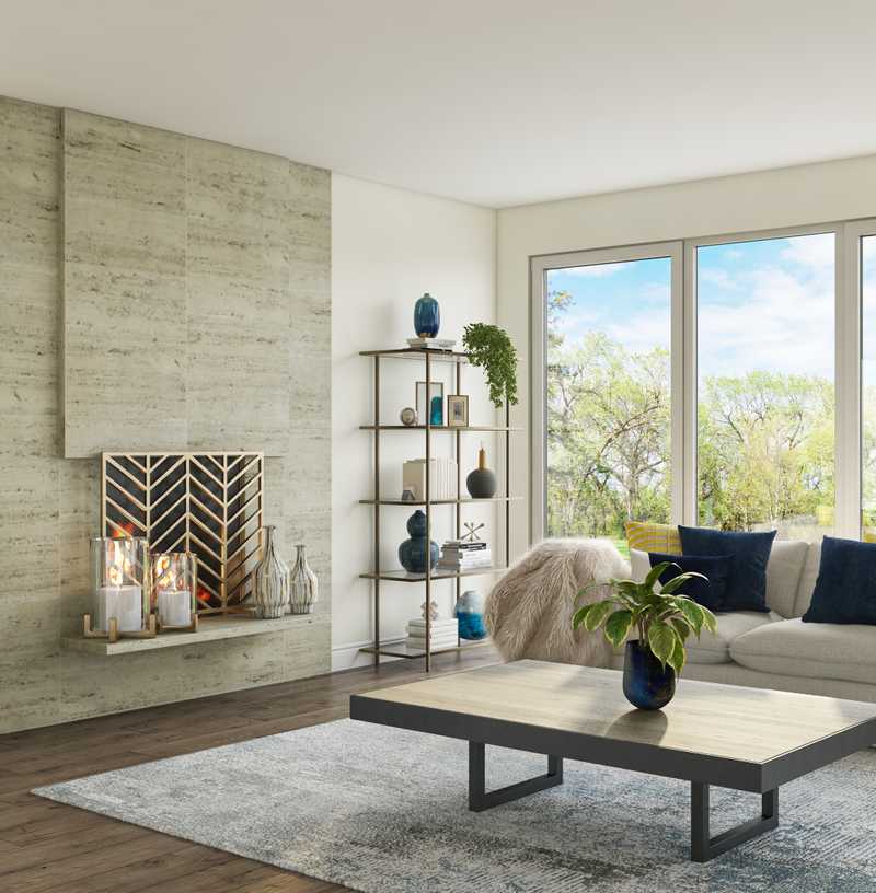 Contemporary, Modern, Glam, Industrial, Midcentury Modern Living Room Design by Havenly Interior Designer Christina